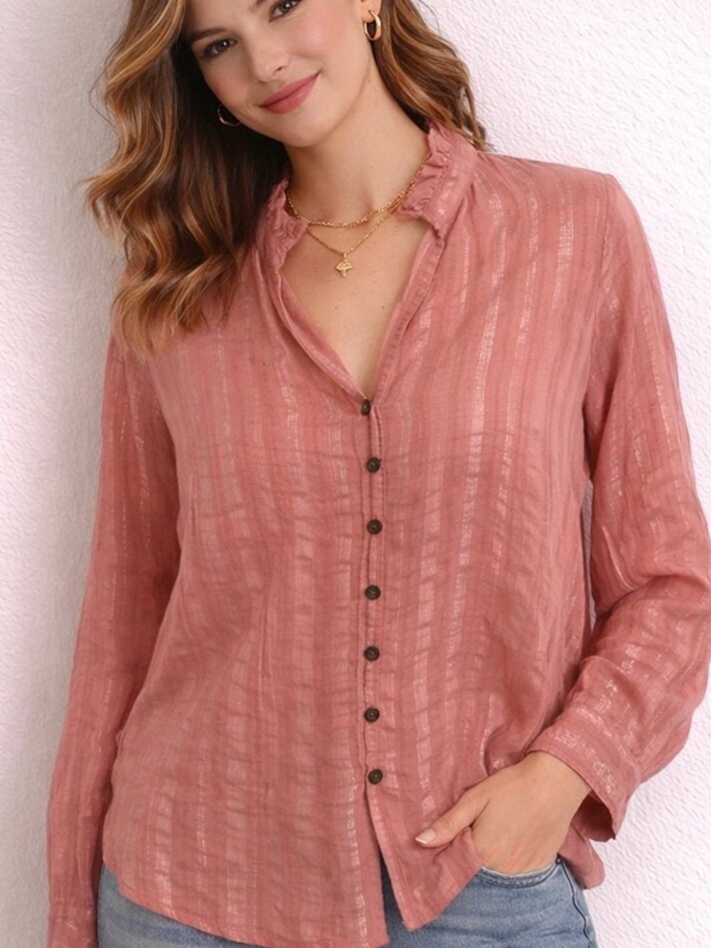 Pilcro Tavi Oversized Button Coral Top NWT - Spring, summer, luxury, office
